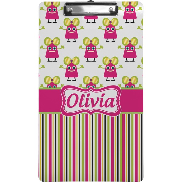 Custom Pink Monsters & Stripes Clipboard (Legal Size) (Personalized)
