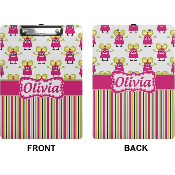 Pink Monsters & Stripes Clipboard (Letter) (Front + Back)