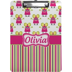 Pink Monsters & Stripes Clipboard (Personalized)