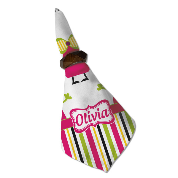 Pink Monsters & Stripes Cloth Napkins - Personalized Dinner (Folded in Ring) (MAIN)