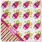 Pink Monsters & Stripes Cloth Napkins - Personalized Lunch (Single Full Open)
