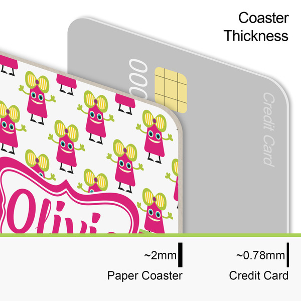 Pink Monsters & Stripes Coaster Thickness
