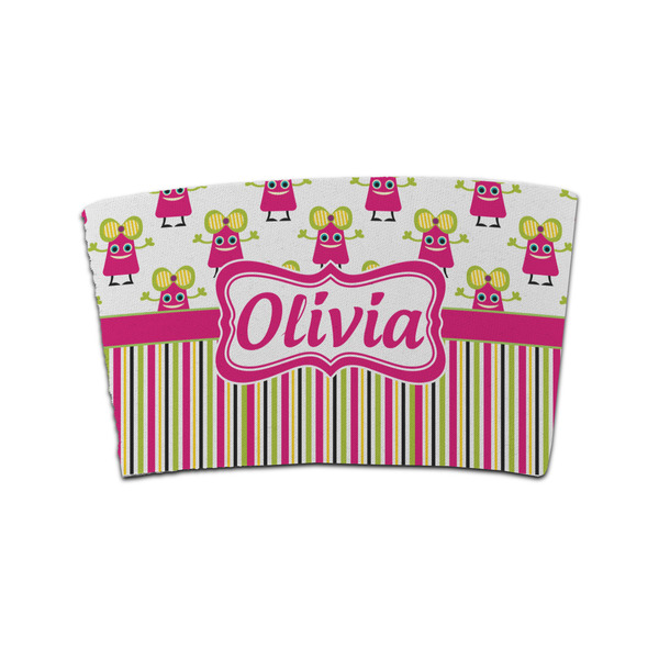 Custom Pink Monsters & Stripes Coffee Cup Sleeve (Personalized)