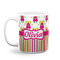 Pink Monsters & Stripes Coffee Mug - 11 oz - White