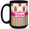 Pink Monsters & Stripes Coffee Mug - 15 oz - Black Full