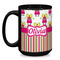 Pink Monsters & Stripes Coffee Mug - 15 oz - Black