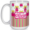 Pink Monsters & Stripes Coffee Mug - 15 oz - White Full