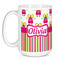 Pink Monsters & Stripes Coffee Mug - 15 oz - White