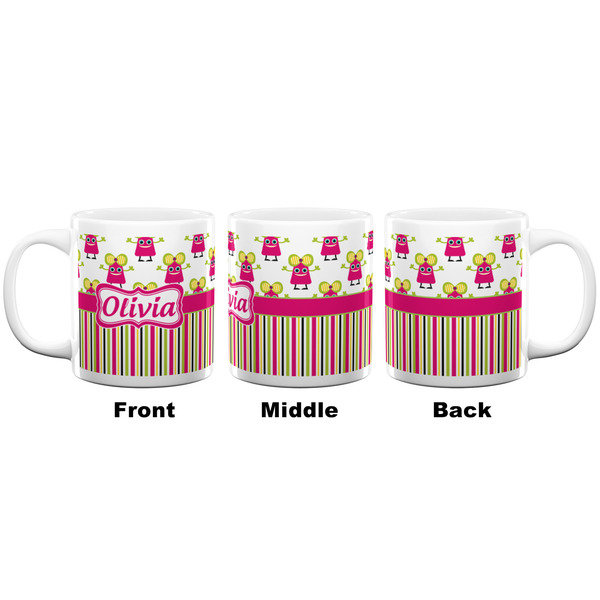 Pink Monsters & Stripes Coffee Mug - 20 oz - White APPROVAL