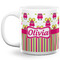 Pink Monsters & Stripes 20 Oz Coffee Mug - White (Personalized)
