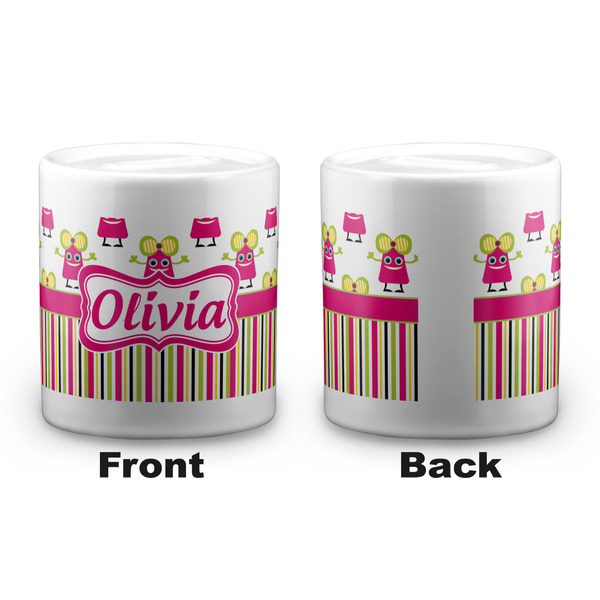 Pink Monsters & Stripes Coin Bank - Apvl
