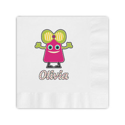 Pink Monsters & Stripes Coined Cocktail Napkins (Personalized)