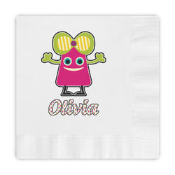 Pink Monsters & Stripes Embossed Decorative Napkins (Personalized)