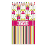 Pink Monsters & Stripes Colored Pencils (Personalized)