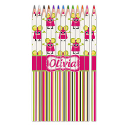Pink Monsters & Stripes Colored Pencils (Personalized)