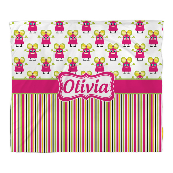 Pink Monsters & Stripes Comforter - King - Front