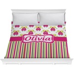 Pink Monsters & Stripes Comforter - King (Personalized)