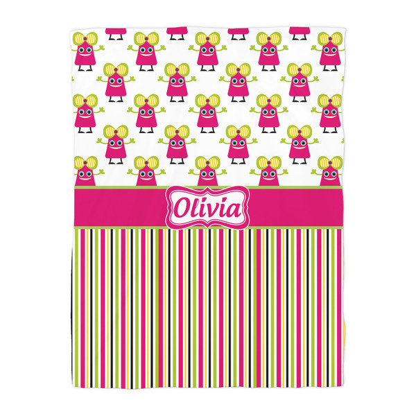 Pink Monsters & Stripes Comforter - Twin - Front