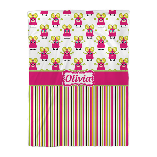 Pink Monsters & Stripes Comforter - Twin XL - Front