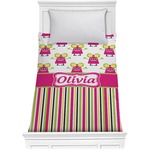 Pink Monsters & Stripes Comforter - Twin (Personalized)