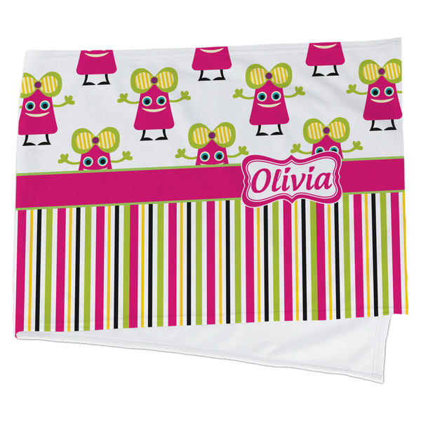 Custom Pink Monsters & Stripes Cooling Towel (Personalized)