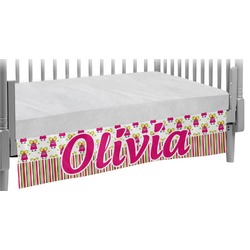 Pink Monsters & Stripes Crib Skirt (Personalized)