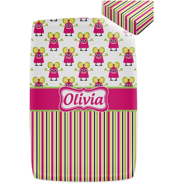 Pink Monsters & Stripes Crib Fitted Sheet - Apvl