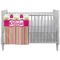 Pink Monsters & Stripes Crib Comforter / Quilt (Personalized)