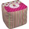 Pink Monsters & Stripes Cube Poof Ottoman (Bottom)