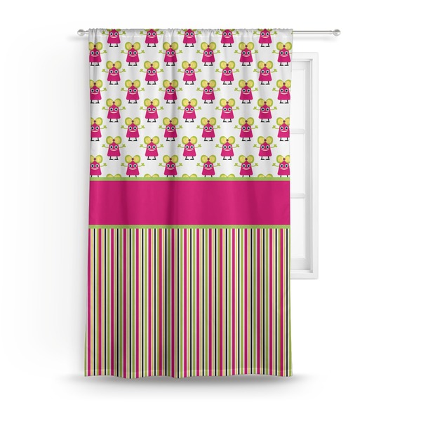 Custom Pink Monsters & Stripes Curtain - 50"x84" Panel