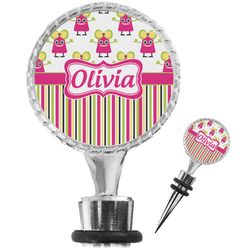 Pink Monsters & Stripes Wine Bottle Stopper (Personalized)