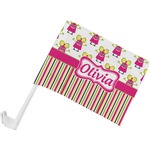 Pink Monsters & Stripes Car Flag - Small w/ Name or Text