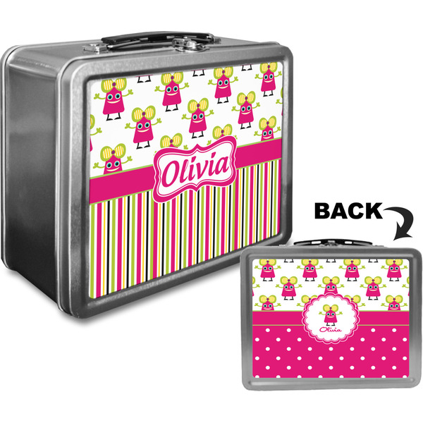 Pink Monsters & Stripes Custom Lunch Box / Tin Approval