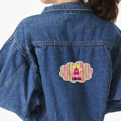 Pink Monsters & Stripes Twill Iron On Patch - Custom Shape - X-Large - Set of 4 (Personalized)