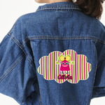 Pink Monsters & Stripes Twill Iron On Patch - Custom Shape - 3XL - Set of 4 (Personalized)