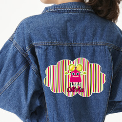 Pink Monsters & Stripes Twill Iron On Patch - Custom Shape - 3XL - Set of 4 (Personalized)