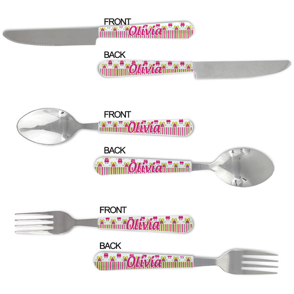 Pink Monsters & Stripes Cutlery Set - APPROVAL
