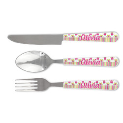Pink Monsters & Stripes Cutlery Set (Personalized)