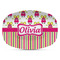 Pink Monsters & Stripes Plastic Platter - Microwave & Oven Safe Composite Polymer (Personalized)
