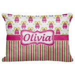 Pink Monsters & Stripes Decorative Baby Pillowcase - 16"x12" (Personalized)