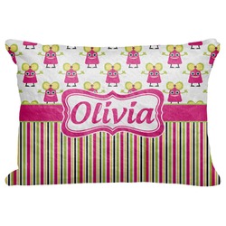 Pink Monsters & Stripes Decorative Baby Pillowcase - 16"x12" (Personalized)