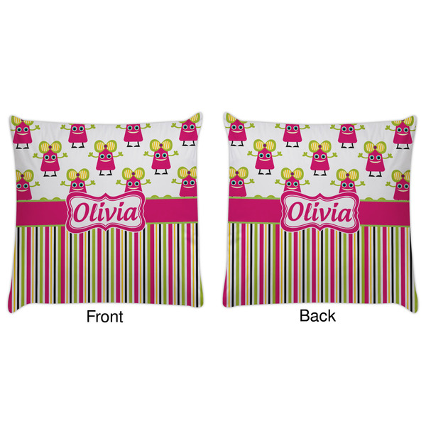 Pink Monsters & Stripes Decorative Pillow Case - Approval