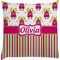 Pink Monsters & Stripes Decorative Pillow Case (Personalized)