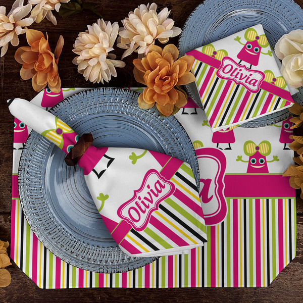 Pink Monsters & Stripes Dining Set