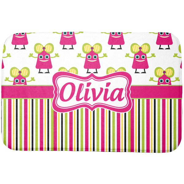 Custom Pink Monsters & Stripes Dish Drying Mat (Personalized)