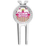 Pink Monsters & Stripes Golf Divot Tool & Ball Marker (Personalized)