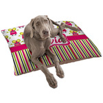 Pink Monsters & Stripes Dog Bed - Large w/ Name or Text