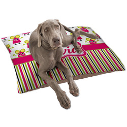 Pink Monsters & Stripes Dog Bed - Large w/ Name or Text