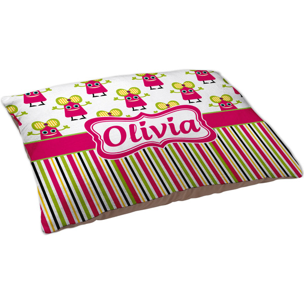Pink Monsters & Stripes Dog Bed - Large