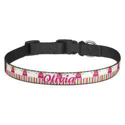 Pink Monsters & Stripes Dog Collar (Personalized)